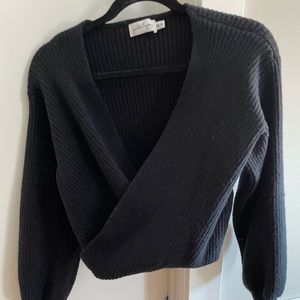 Cropped Criss Cross Front Sweater